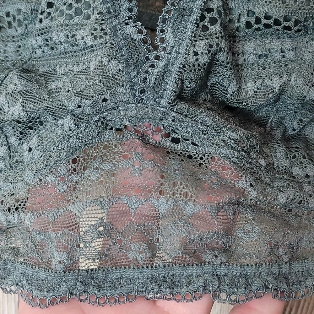 Victoria's Secret Lace Halter Bralette Green Olive Sz Small P